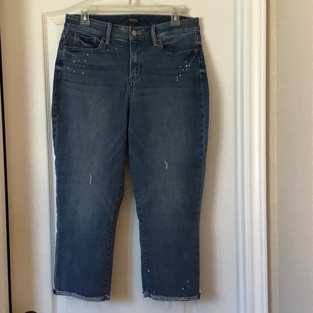 NYDJ Distressed Blue Ankle Jeans